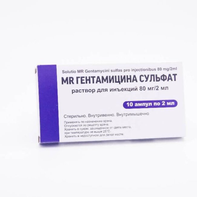 MR GENTAMICIN SULPHATE in&#39;ektsiya eritmasi 80mg/2ml N10