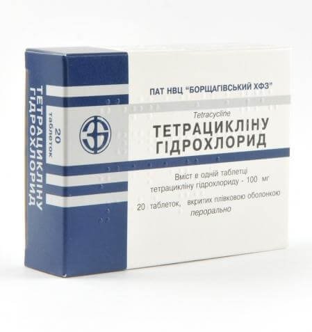 Tetratsiklin gidroxloridi tabletkalari 100 mg N20