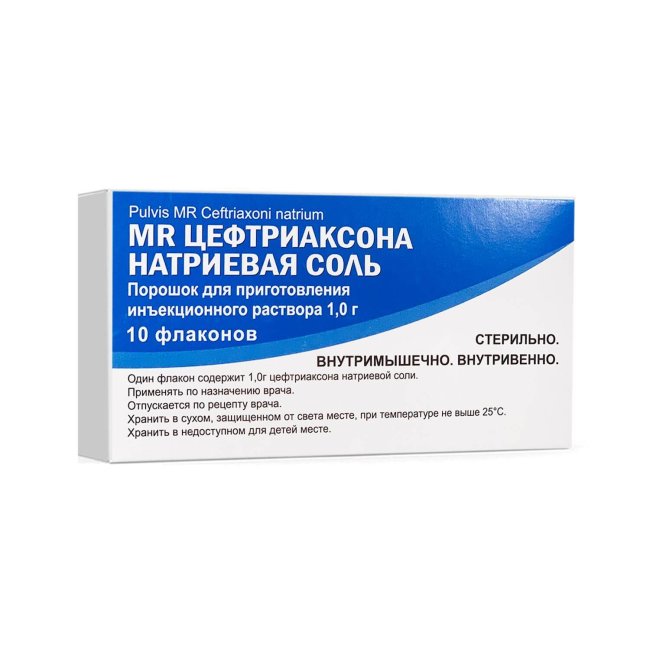 MR CEFTRIAXONE natriy tuzi kukuni 1,0 g N10