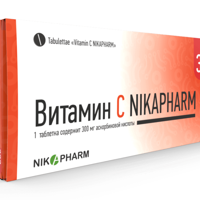 VITAMIN C NIKAPHARM chaynaladigan tabletkalar 300 mg N10